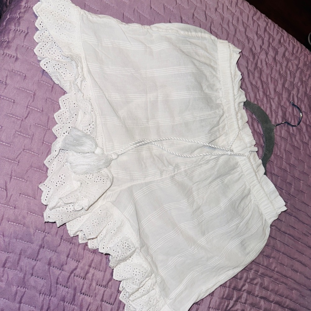 White Eyelet Trim Shorts